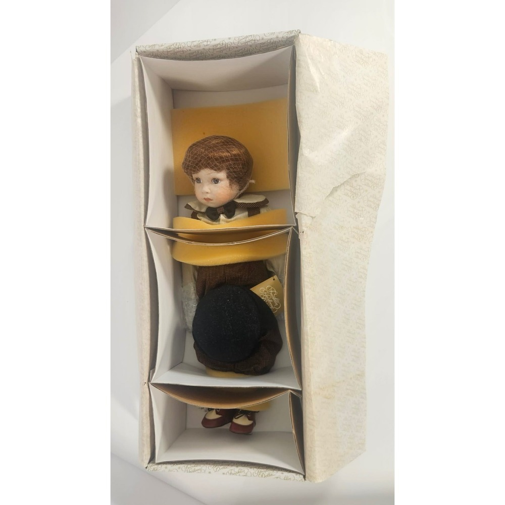 Franklin Heirloom Dolls Porcelain Boy Doll Vintage Outfit Hat New In Box